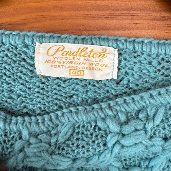 VINTAGE | PENDLETON Diamond Stitch Wool Sweater Size 40 - Picture 5 of 6